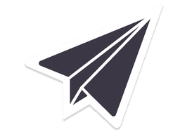 Icône d'un avion en papier en noir et blanc.