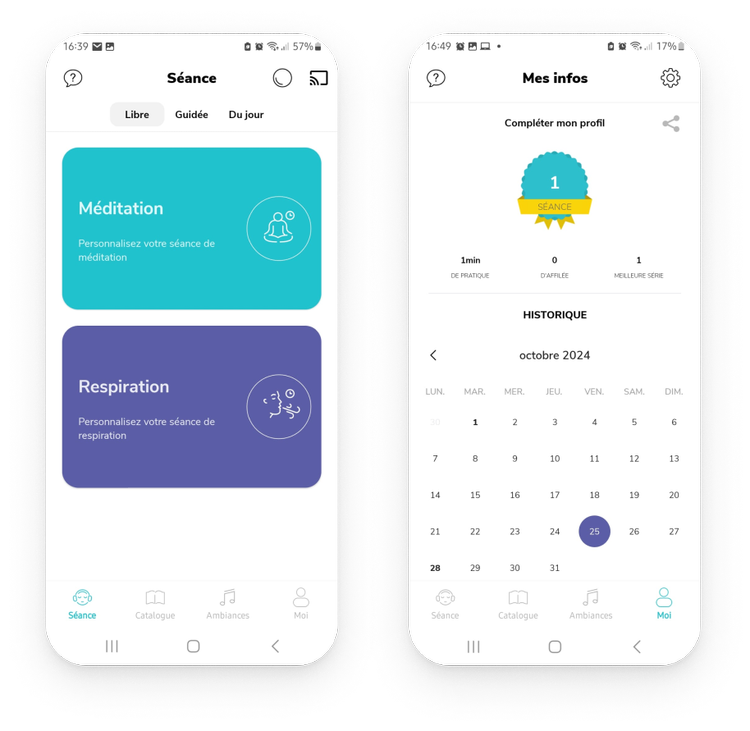 Captures d'écrans de l'application Petit Bambou représentant ses faiblesses.